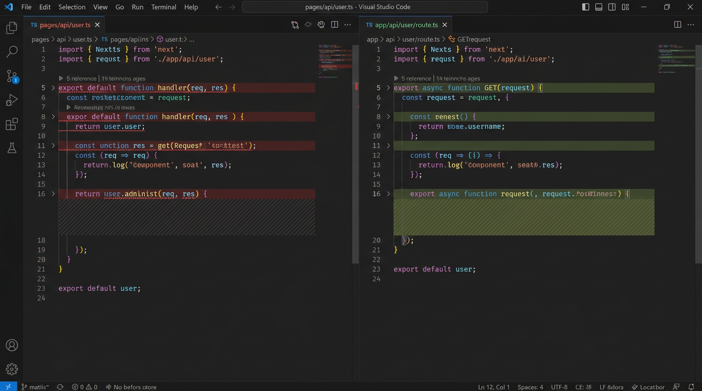 Sonnet 4.5 與 GPT-5 寫 Next.js API route 程式碼對比截圖
