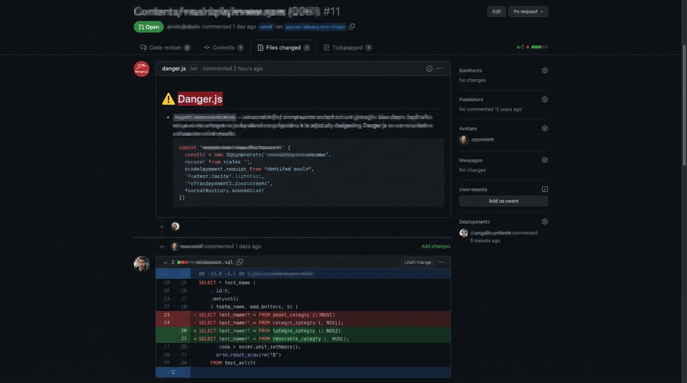 GitHub PR review 自動化流程示意圖，Sonnet 4.5 抓出 SQL injection 風險